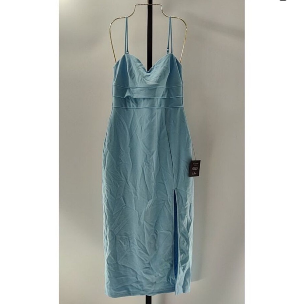 NWT Lulus Stun and Done Light Blue Sleeveless Bodycon Midi Dress - Picture 3 of 3